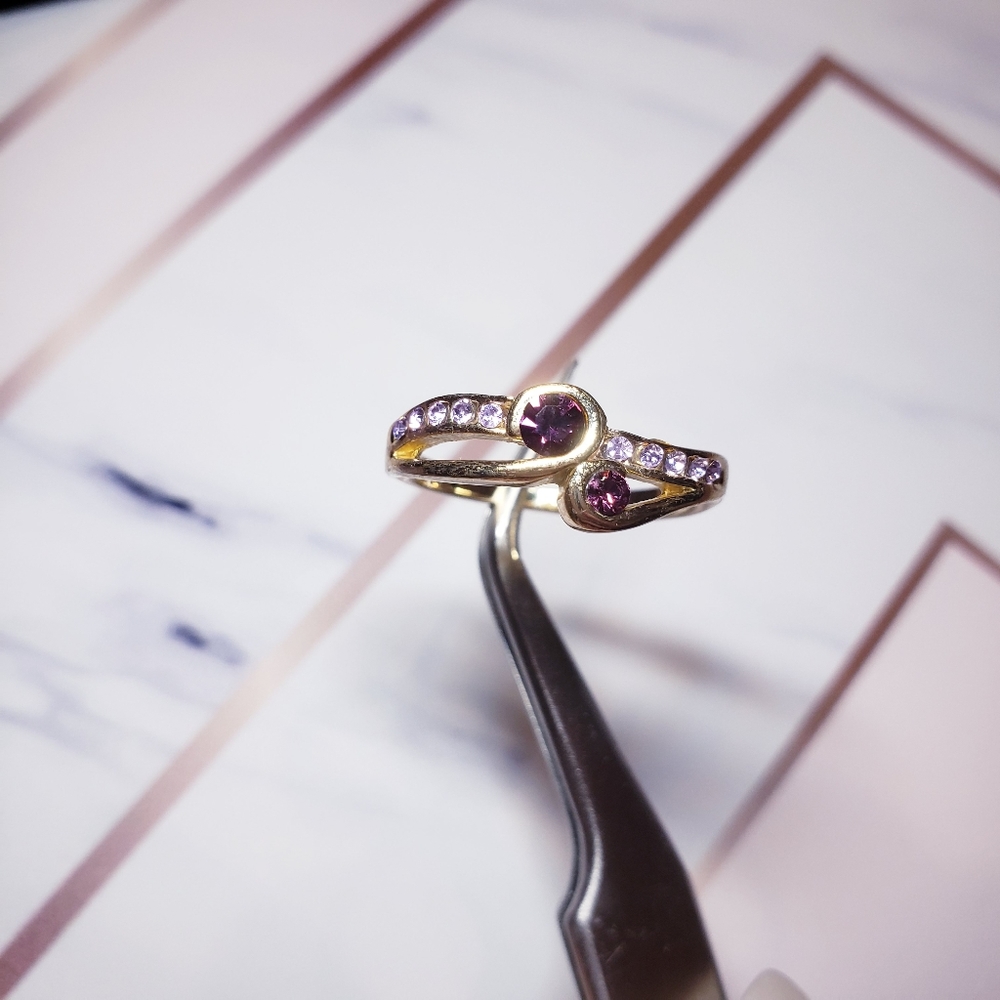 ❣Amethyst and Lilac Gold Tone Ring